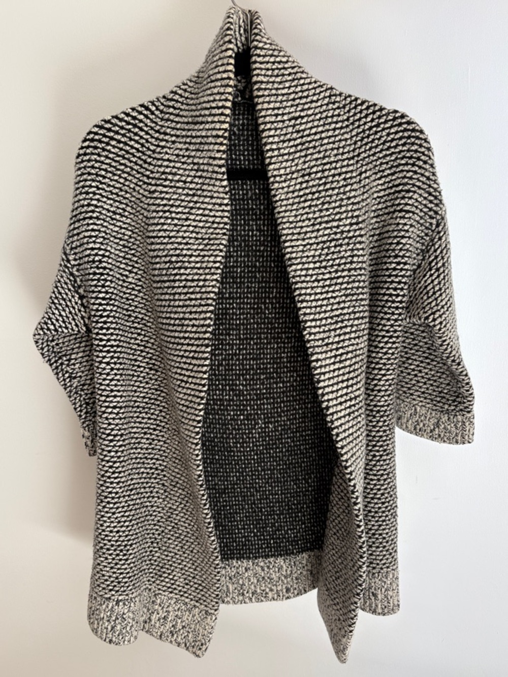 Open-Front Cardigan Sweater - Black & Cream